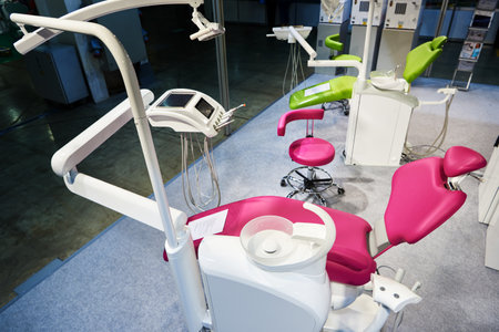 Dental chair and clinic equipment at the exhibitionの写真素材