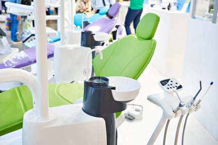 Dental chair and clinic equipment at the exhibitionの写真素材