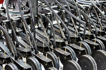Pneumatic seeder for agricultural machinery at the exhibition