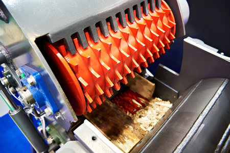 Log sawing machine, wood processing machine