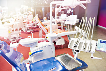 Dental chair and clinic equipment at the exhibitionの写真素材