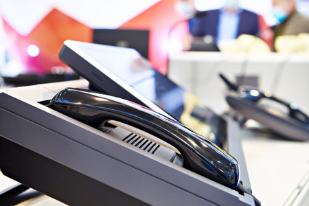 Telephone switching station direct communication on exhibitionの写真素材