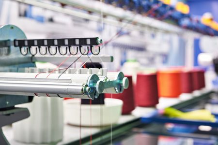 Knitting machine at the factoryの写真素材