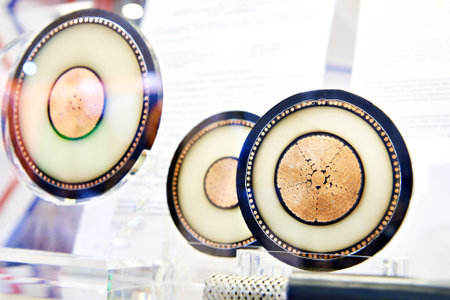 Power copper high voltage cables cross section for the electrical industry