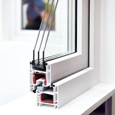 Sectional frame window of plastic insulating glass unit in store