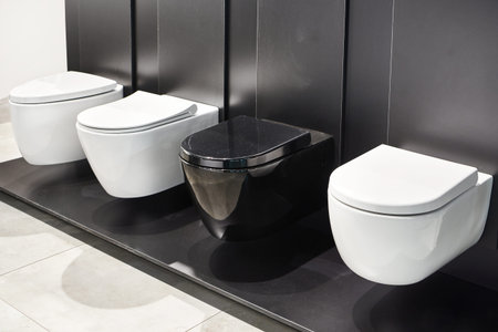 Toilet bowls in the sanitary ware shop