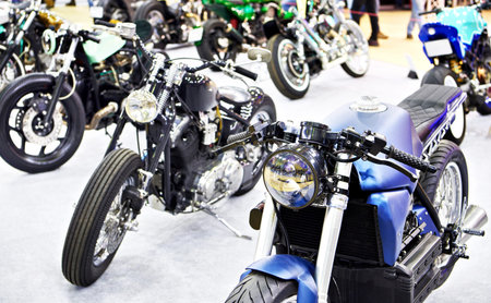Custom motorcycles on display shop