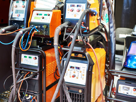Welding machines at the exhibitionの写真素材