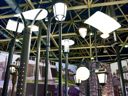 Street lights in retro style in the storeの写真素材