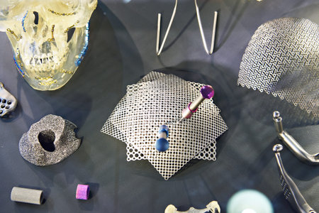 Titanium implants for the bones of the skull and jaws