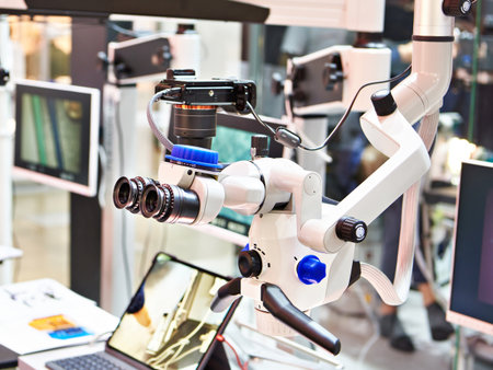 Dental surgical microscope on exhibitionの写真素材