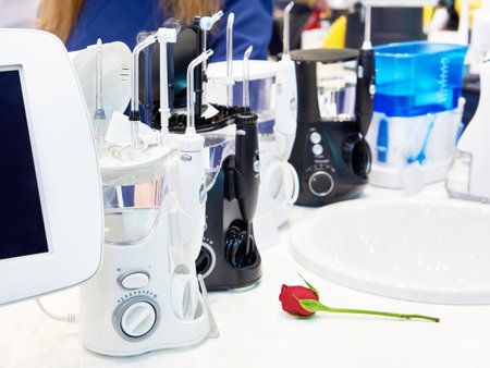 Modern oral irrigators in storeの写真素材
