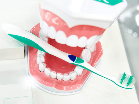 Teeth and toothbrush as a mockup