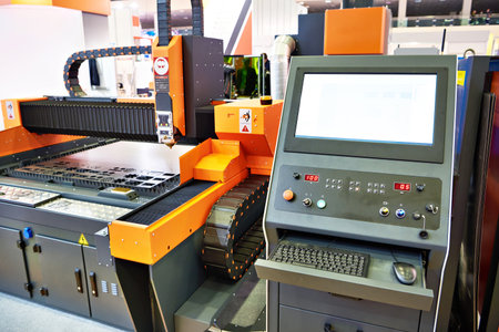 Metal laser cutting industrial CNC machineの写真素材
