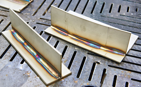 Seam on metal from gas electric arc welding