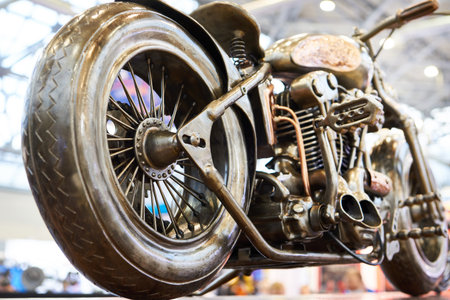 Metal motorcycle model retro toyの写真素材