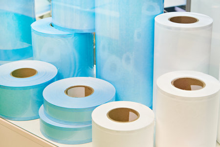 Flat rolls for steam and gas sterilizationの写真素材