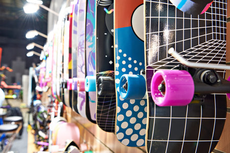 Skateboards in sport store