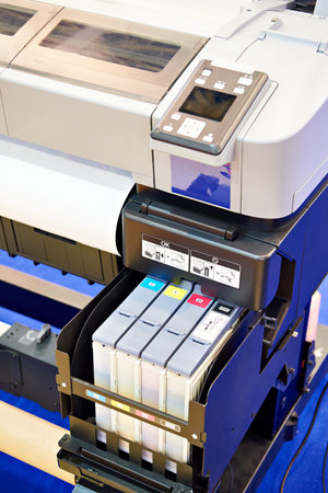 Ink in cartridges and plotter on fabric and paper