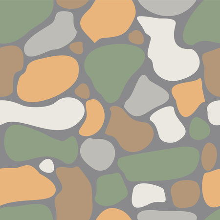 Abstract Autumn seamless pattern with spots or stones. Warm colors endless background. Vector doodle decorative backdrop. Wallpaper, Banner, Poster, Wrapping paper templateのイラスト素材