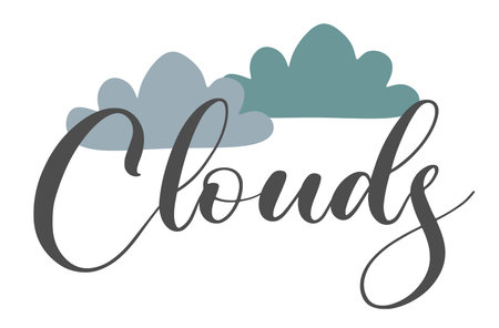 Autumn lettering Cloudy in Flat style. Vector color wording illustration for postcard, motivation card, decoration, invitation, poster. Design graphic with text.のイラスト素材