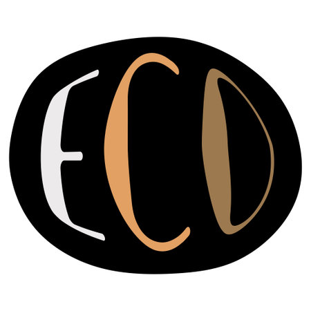 Flat Ecology sticker with Lettering Eco. Green concept and less waste vector illustration with wording. Art design for Environmental saving campaign Poster, Banner, Flyer, Badge.のイラスト素材