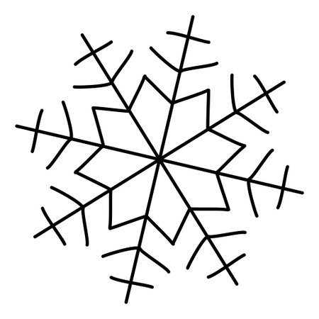Vector linear Snowflake. Simple and primitive geometry illustration isolated on white background for design and graphic art. Line Winter element for postcard, Card, Banner, posterのイラスト素材