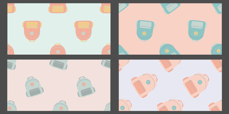 Colorful travel bags, suitcases, seamless pattern, luggage collection, travel illustration.のイラスト素材