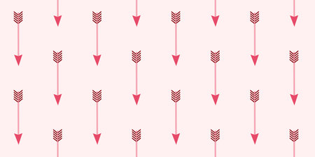 Cupids arrows seamless pattern on pink background. Cute arrows Vector Flat background for Valentines Day. Romantic Template for Wrapping paper, Cover, Textile, Fabric, Wallpaper, Print, Card, Bannerのイラスト素材