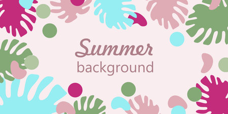 Summer Background concept design, Vector Botany illustration with Jungle exotic Monstera leaves,...