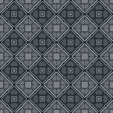 Vector seamless pattern background in monochrome flat colors with rhombus, circles and squaresのイラスト素材