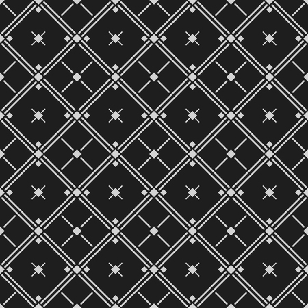 Classic black and white seamless patterns with rhombus, crosses and lines. Dark background, endless texture. Can be used for wallpaper, pattern fills, web page background,surface textures.のイラスト素材