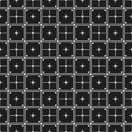 Classic black and white seamless patterns with squares crosses and lines. Dark background, endless texture. Can be used for wallpaper, pattern fills, web page background,surface texturesのイラスト素材