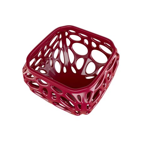 Red 3d photorealistic ceramic abstract alien design vase isolated on white backgroundの写真素材
