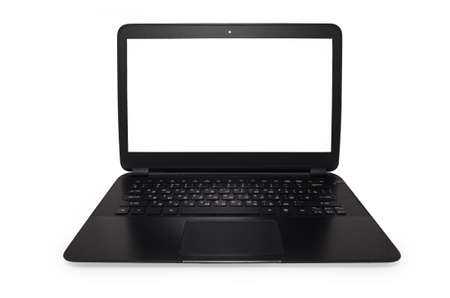 Ultra thin laptop computer isolated on white backgroundの写真素材