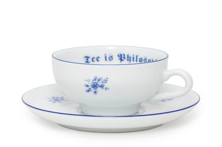 Antique painted porcelain cup and saucer  Empty の写真素材