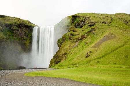 The Skógafoss waterfall in southern Iceland.の写真素材