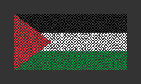 Maze pattern  Flag of Palestine on a dark background. Vector illustration for design.のイラスト素材