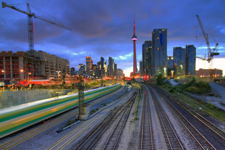 Downtown Toronto from the bridge in HDRの写真素材