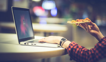 Work on the computer from anywhere. Workaholism and living in a hurry.