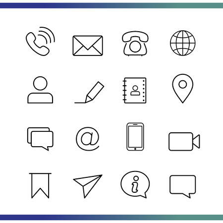 set of communication / contacts thin line iconのイラスト素材