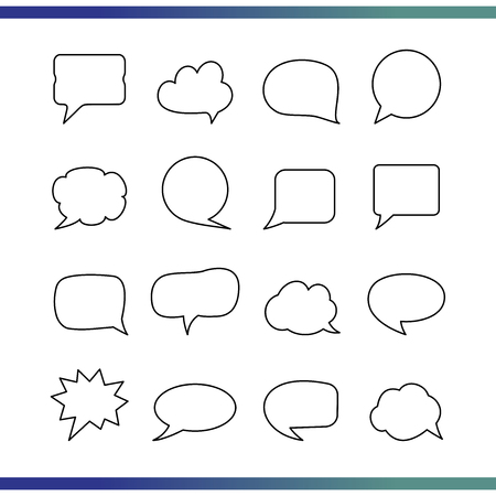 Set of Thin line blank empty speech bubble. Simple icon illustration for your website, blog, social media, articles, infographics design.のイラスト素材
