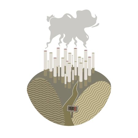 Illustration Of World No Tobacco Day Banner Or Poster Design. Concept of how the world is governed by tobacco. - Vectorのイラスト素材