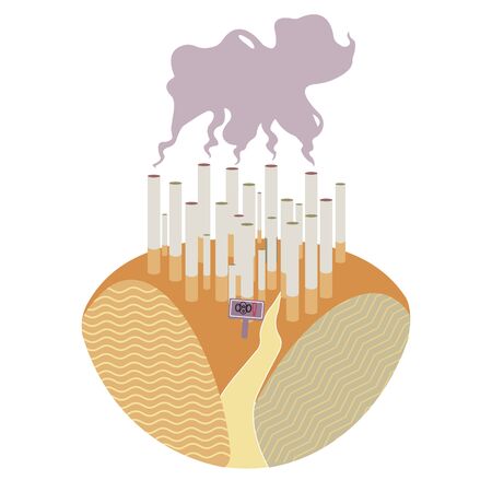 Illustration Of World No Tobacco Day Banner Or Poster Design. Concept of how the world is governed by tobacco. - Vectorのイラスト素材