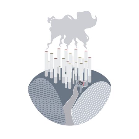 Illustration Of World No Tobacco Day Banner Or Poster Design. Concept of how the world is governed by tobacco. - Vectorのイラスト素材