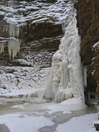 Frozen waterfalls of the Caucasus Mountainsの写真素材