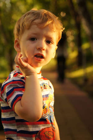 The little boy on walk