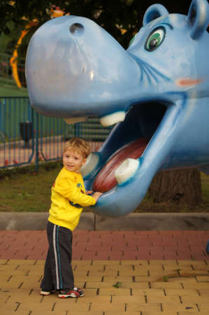 The little boy on walkの写真素材