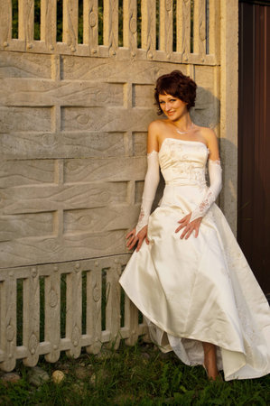 Pretty girl in a wedding dressの写真素材