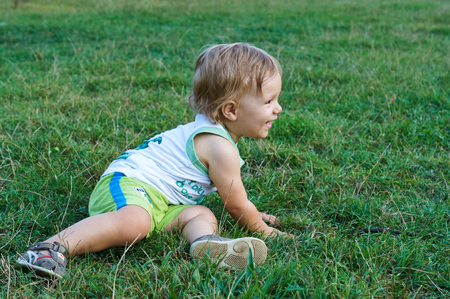funny little boy closeupの写真素材